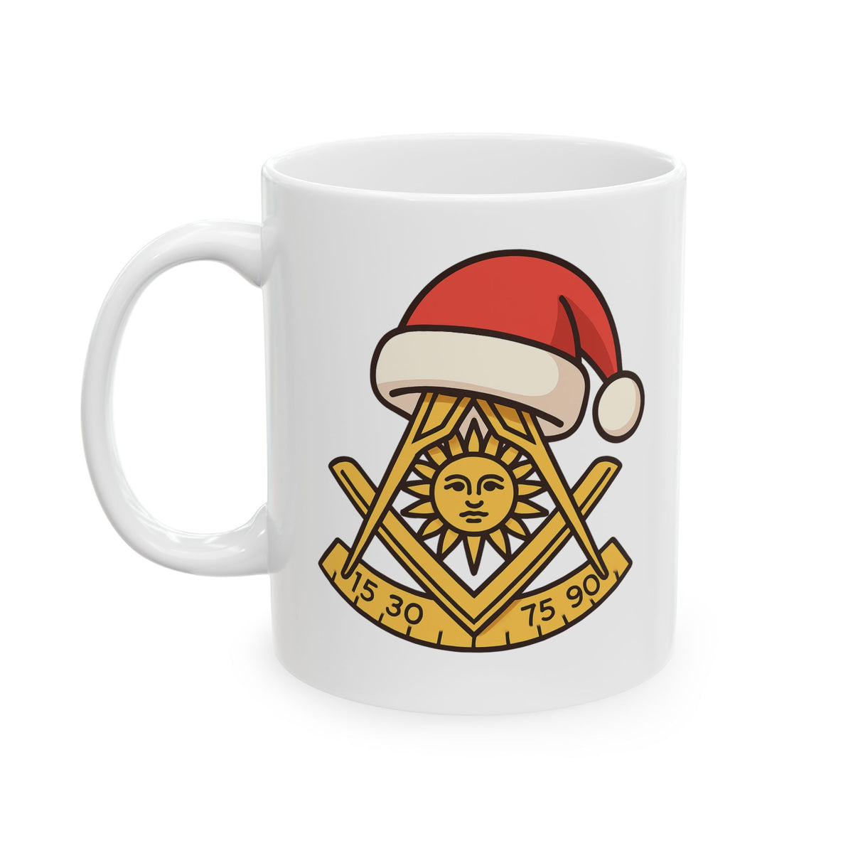 Past Master Blue Lodge Mug - Square & Compass with Quadrant Sun Christmas Edition - Bricks Masons