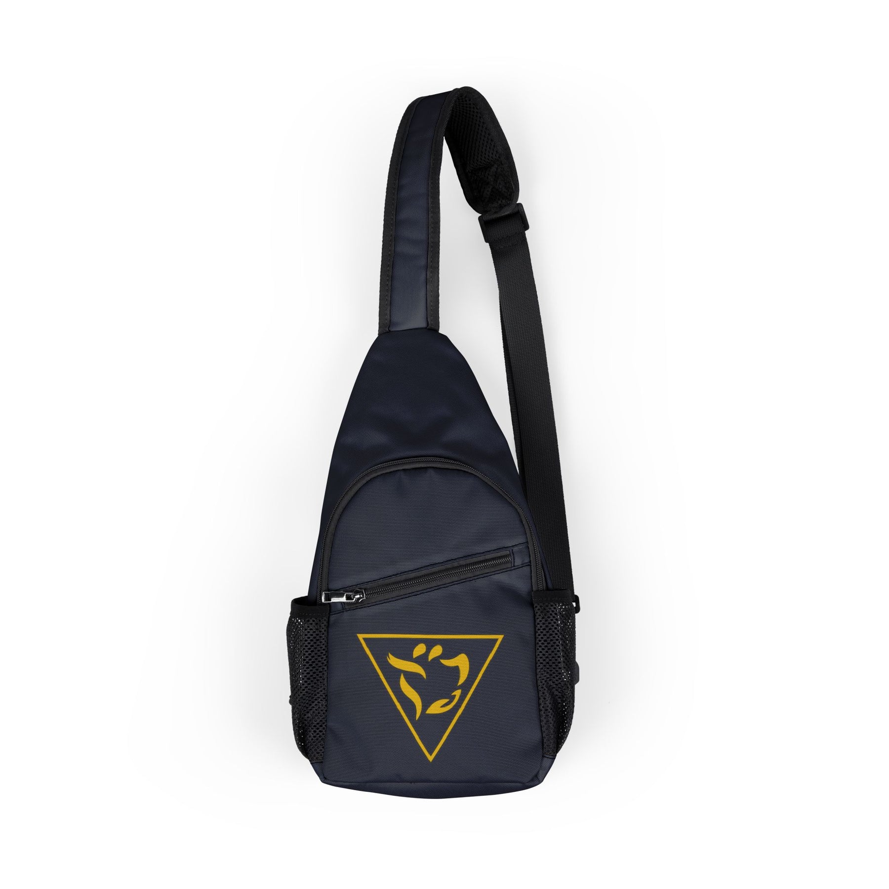 Grand Tiler of Solomon Crossbody Bag - Black & Gold Nylon With Multiple Pockets - Bricks Masons