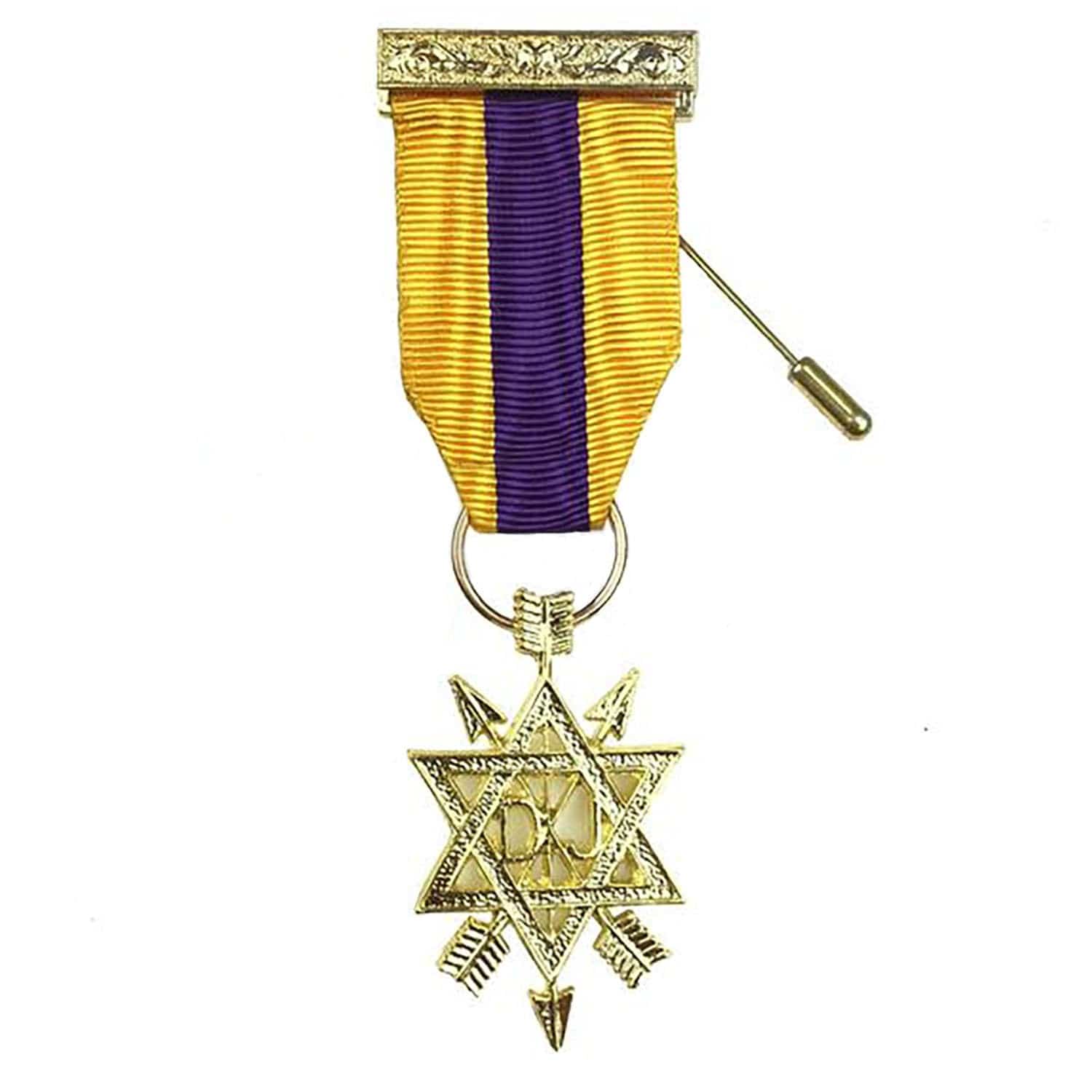 2nd Degree Order of the Secret Monitor Breast Jewel - Yellow & Purple - Bricks Masons