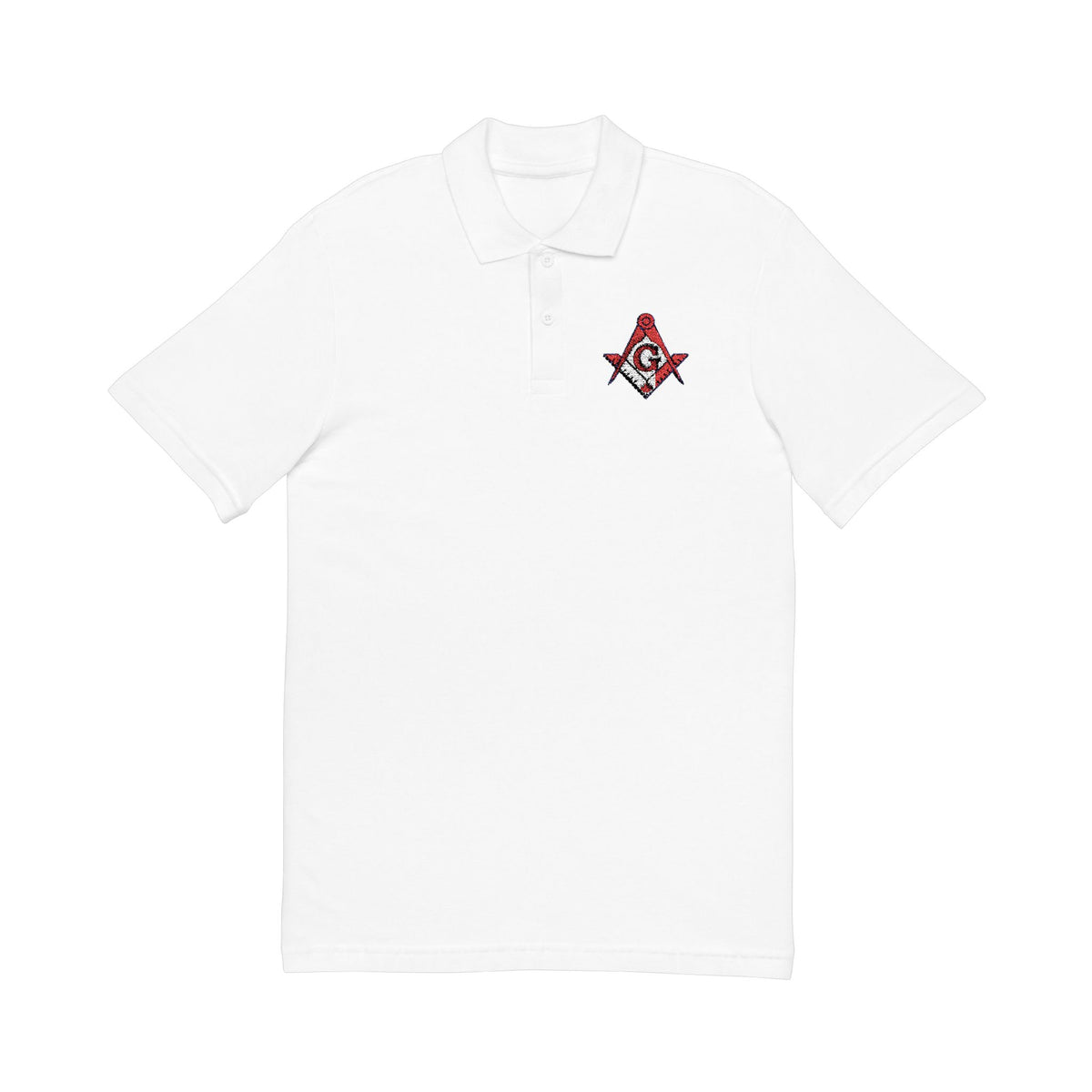 Master Mason Blue Lodge Canada Jurisdiction Polo Shirt - Embroidered S&C Canada Flag - Bricks Masons