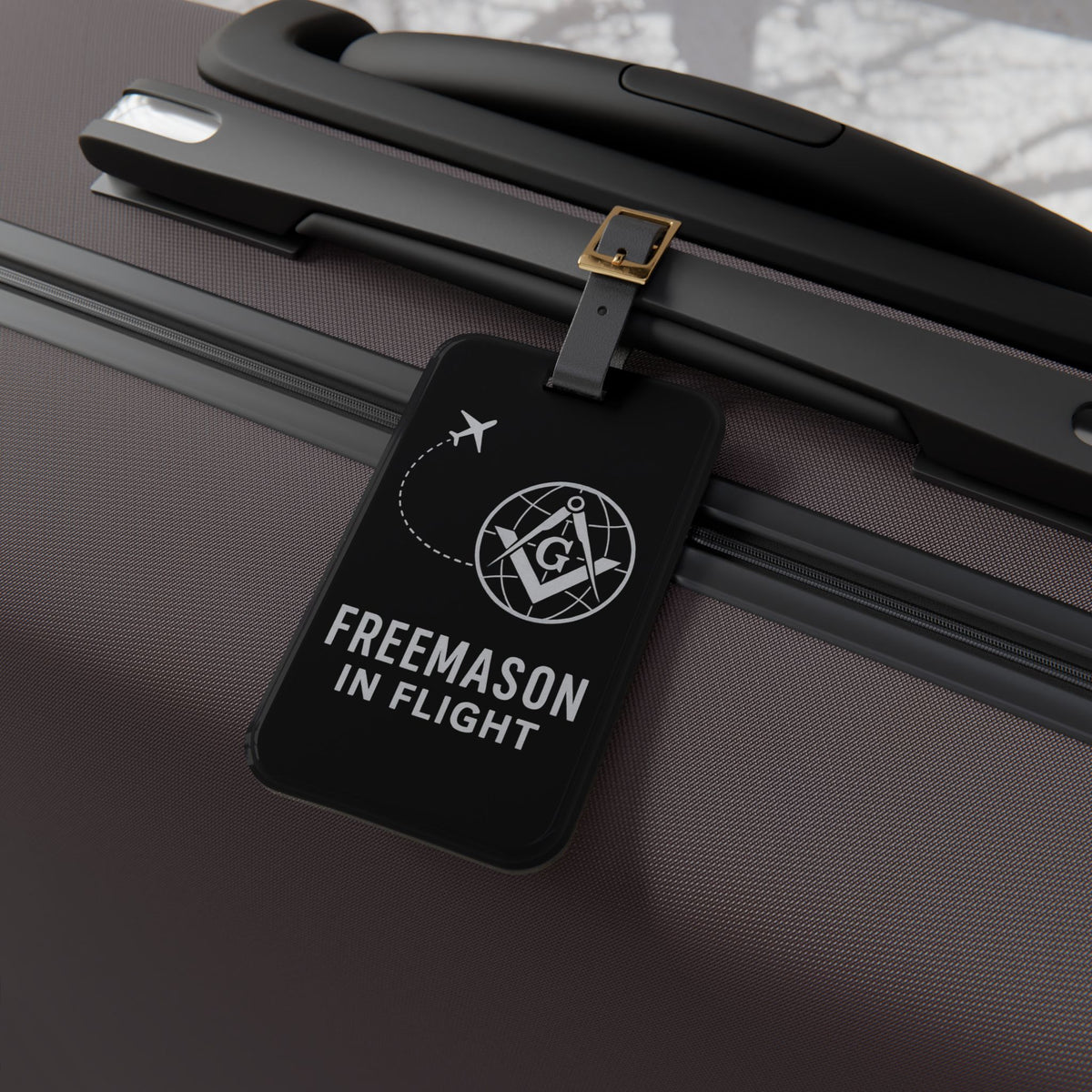 Master Mason Blue Lodge Luggage Tag - Freemason In Flight With Adjustable Leather Strap - Bricks Masons