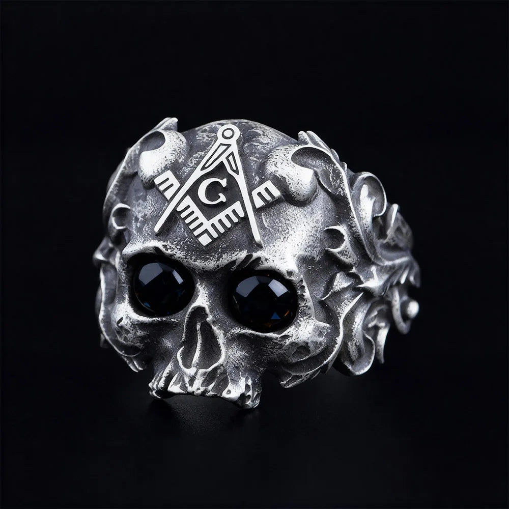 Meister-Freimaurer-Ring der Blauen Loge – Sterlingsilberring mit Winkelmaß und Zirkel