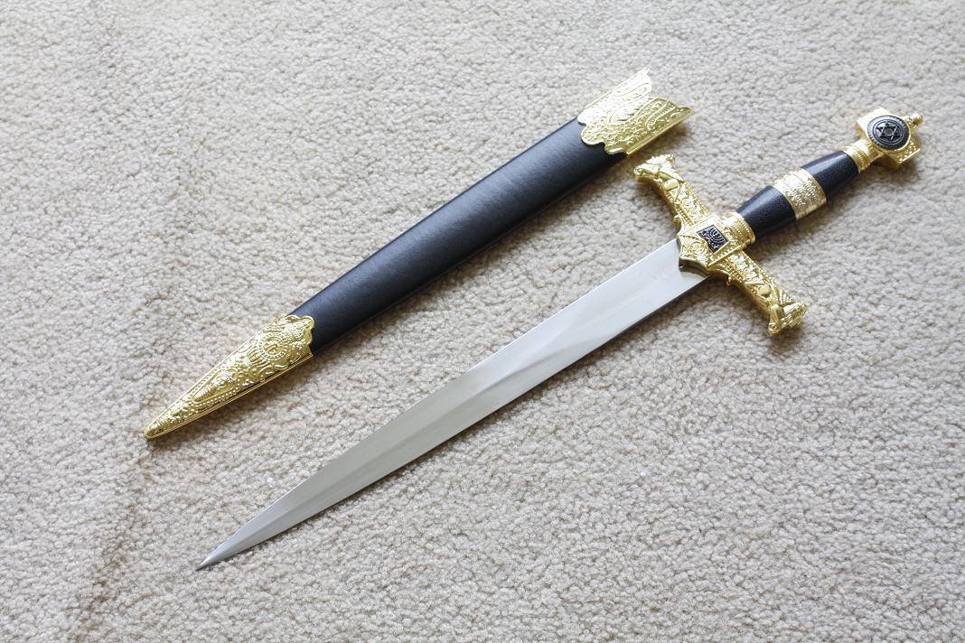 Knights Templar Sword - Ark of the Covenant King Solomon Knife W/ Sheath 21.9" - Bricks Masons