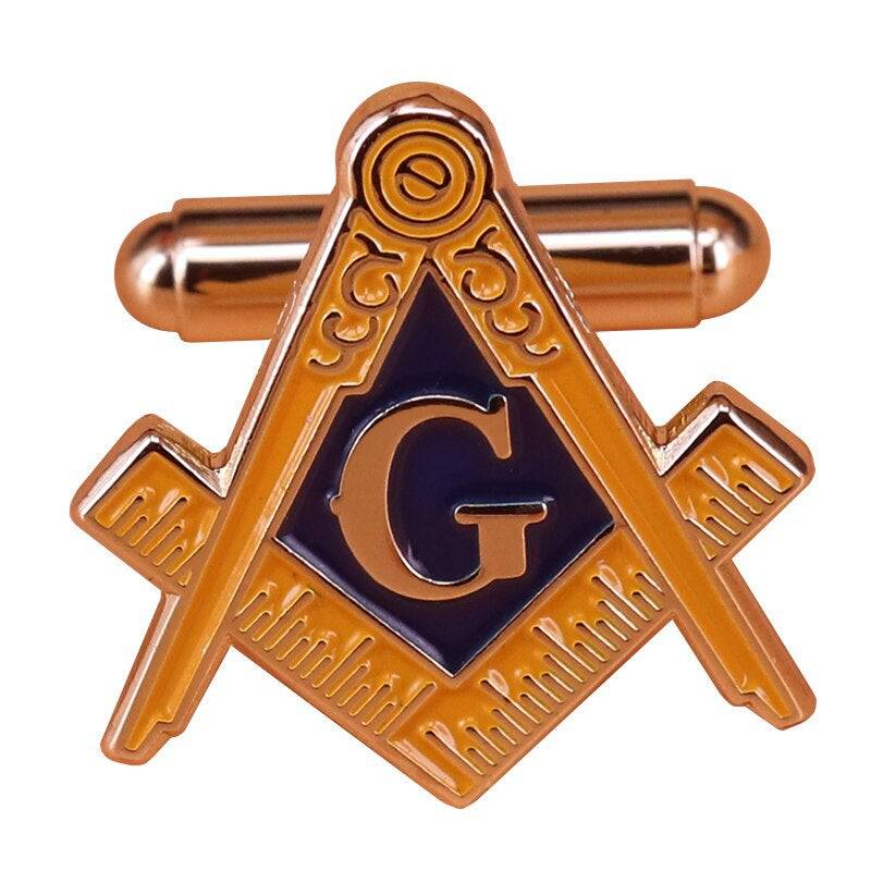 Master Mason Blue Lodge Cufflink - Compass and Square G - Bricks Masons
