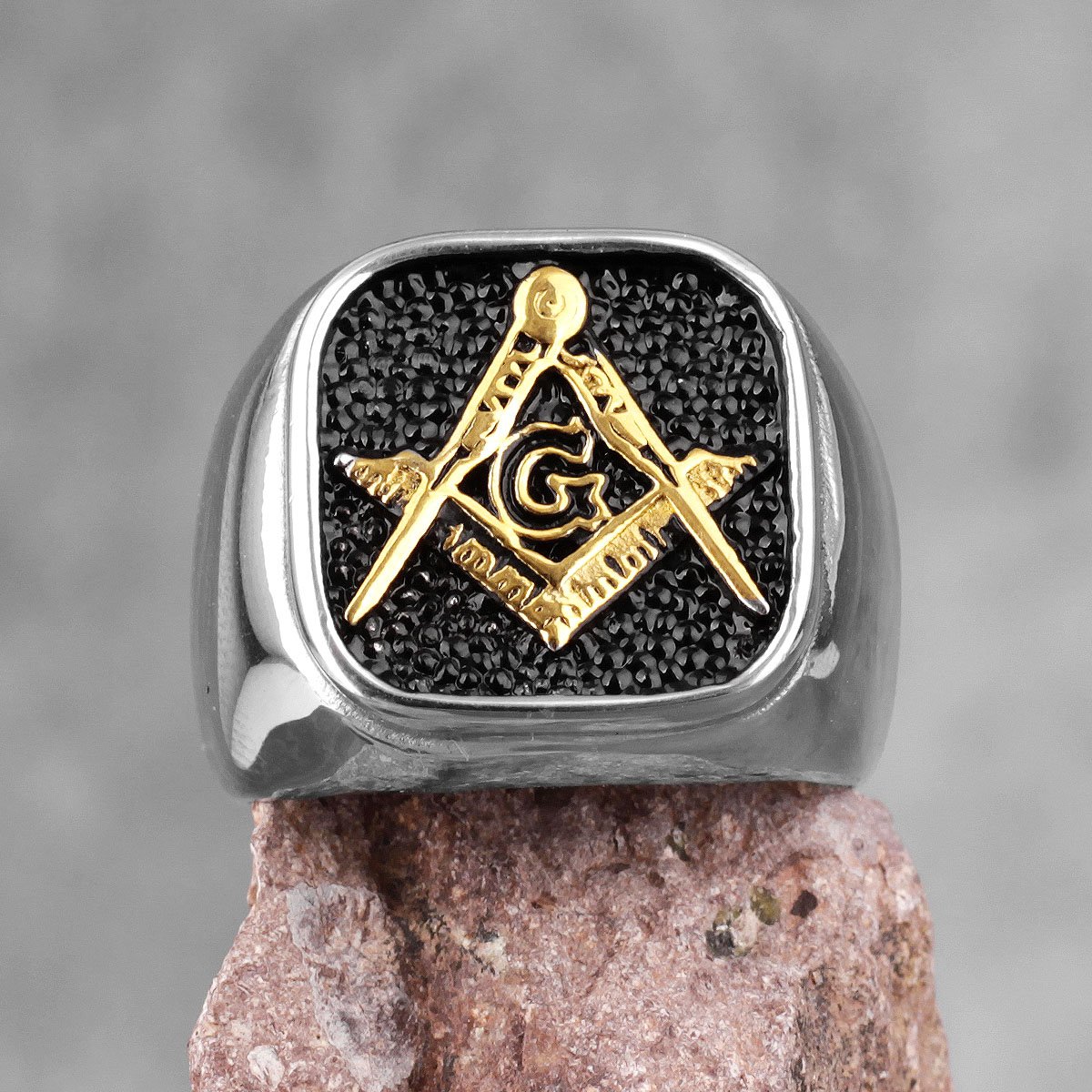 Master Mason Blue Lodge Ring - Square & Compass G High Quality Stainless Steel - Bricks Masons
