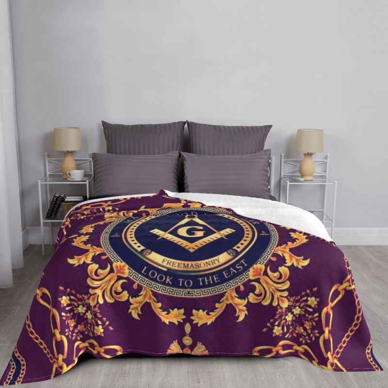 Master Mason Blue Lodge Blanket - Ultra-Soft Fleece - Bricks Masons