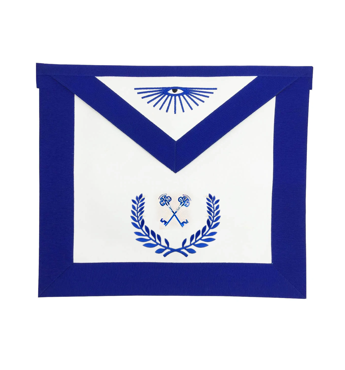 Treasurer Blue Lodge Officer Apron - Royal Blue with Wreath - Bricks Masons