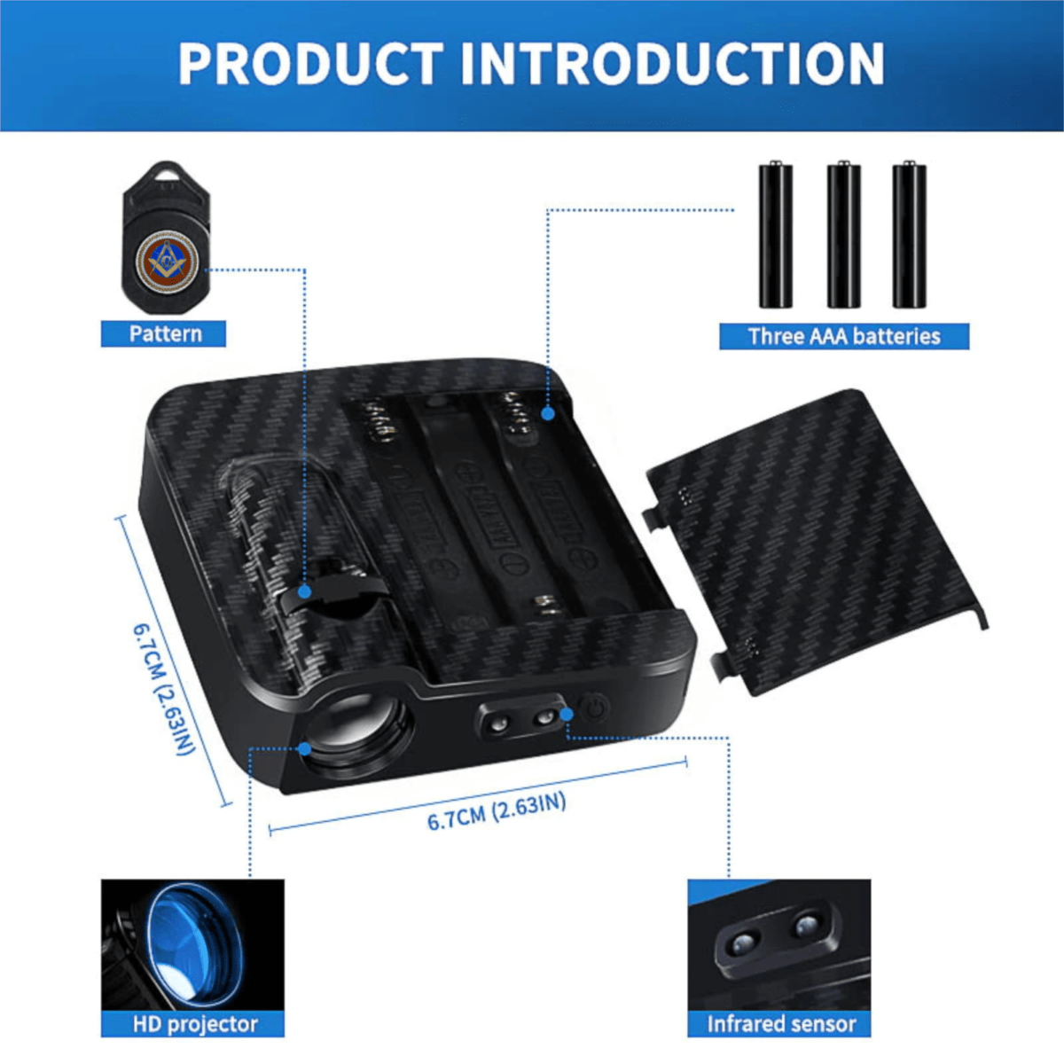 33rd Degree Scottish Rite Car Door Light Projector - Customizable Wireless LED - Bricks Masons