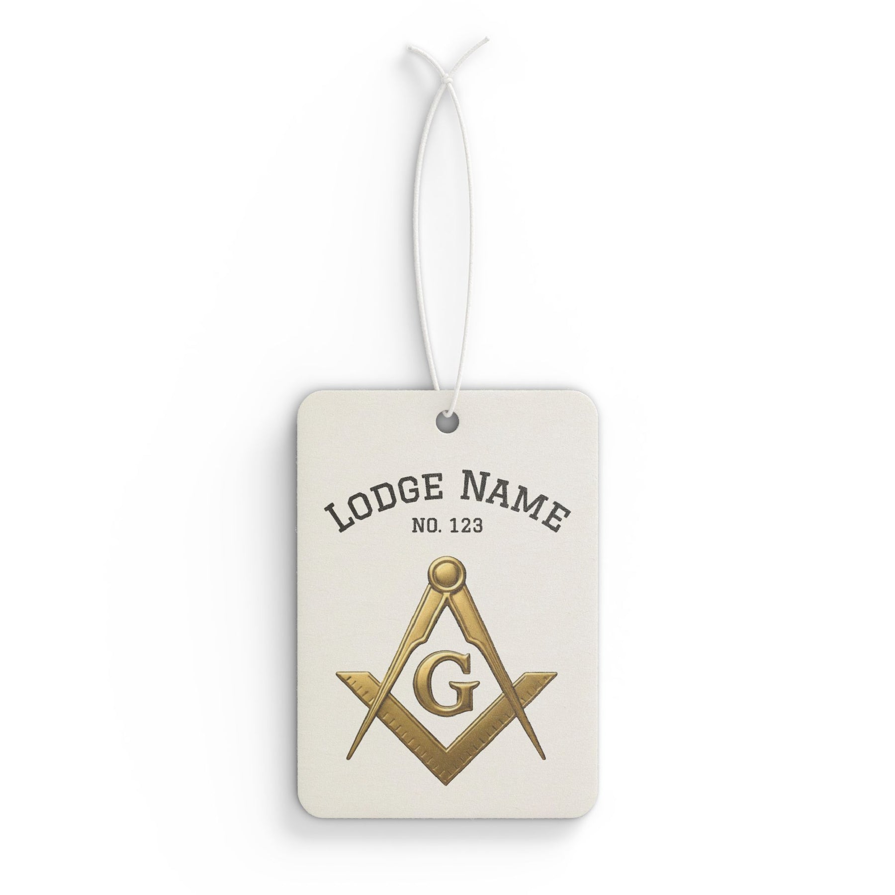 Master Mason Blue Lodge Car Air Freshener - Gold S&C G With Personalization - Bricks Masons