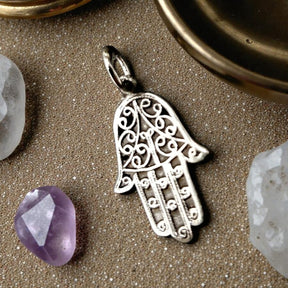 Hand of Fatima Hamsa Pendant in Silver 2 cm Art 1033 - Bricks Masons