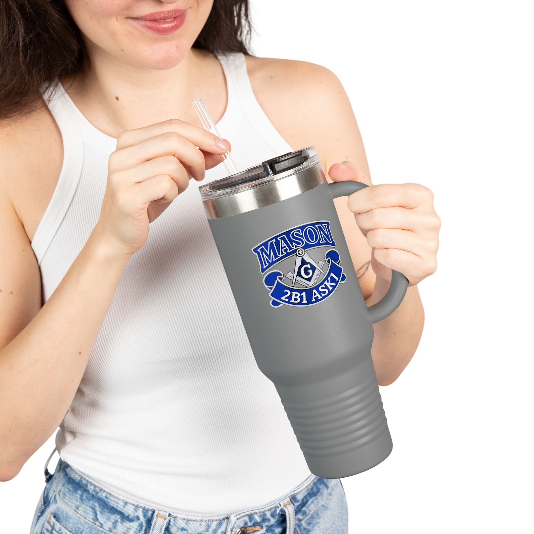 Master Mason Blue Lodge Ringneck Tumbler - 2B1 ASK1 mit Winkelmaß und Zirkel G