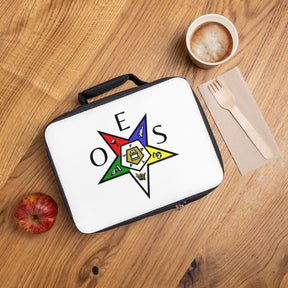 OES Lunch Bag - White With Colorful Star Fully Insulated - Bricks Masons