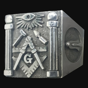 Masonic Master Degree Ring Silver 2 cm 14 g Masonry Art 1072 - Bricks Masons