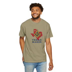 Master Mason Blue Lodge T-Shirt - Texas Mason Garment-Dyed Tee - Bricks Masons