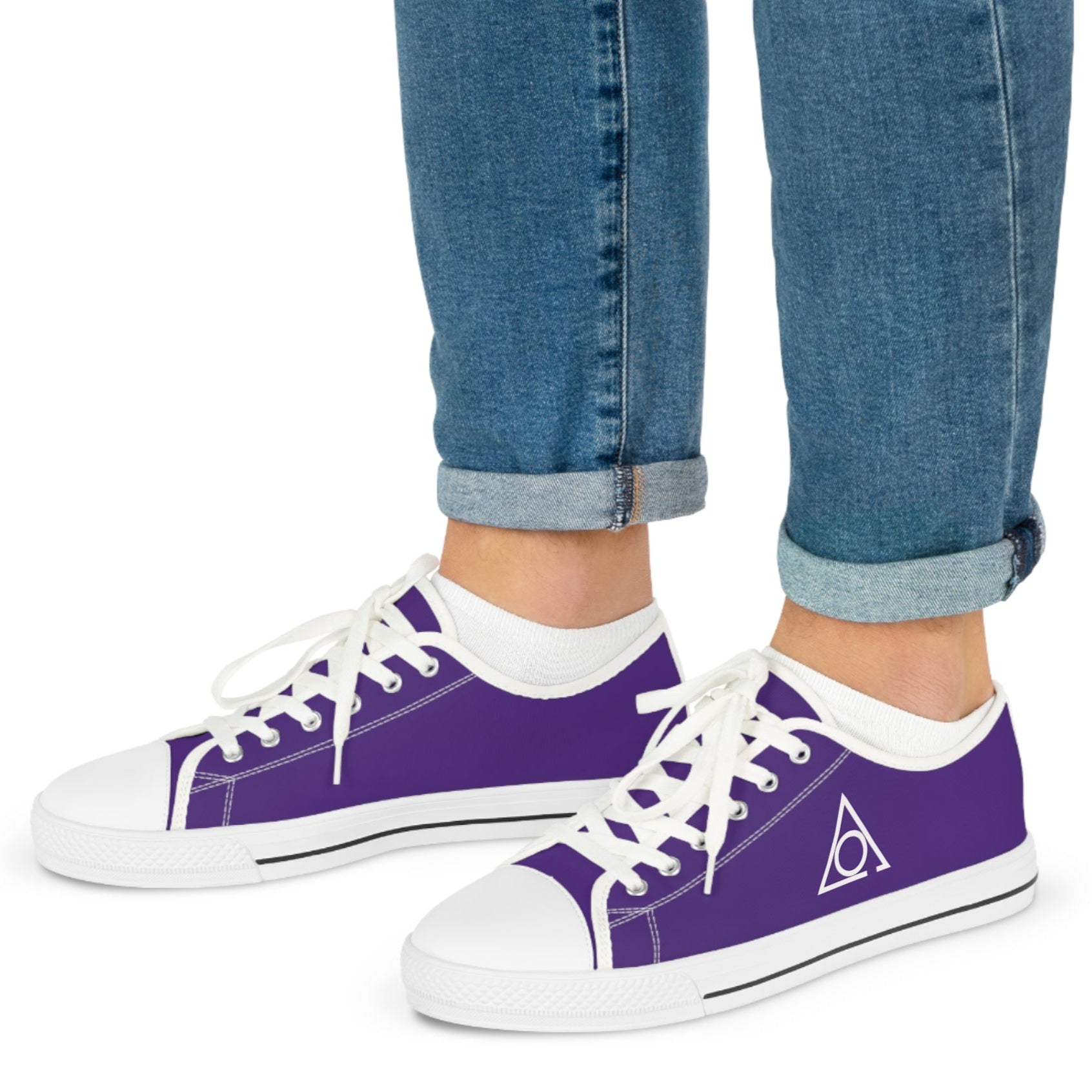 LOCOP Sneaker - Low Top Sneaker Black & White Purple Canvas White Emblem - Bricks Masons