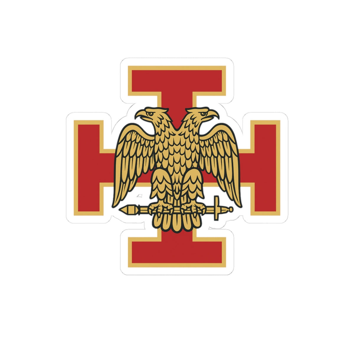 33rd Degree Scottish Rite Sticker Decal - Kiss-Cut Red & Gold Eagle - Bricks Masons