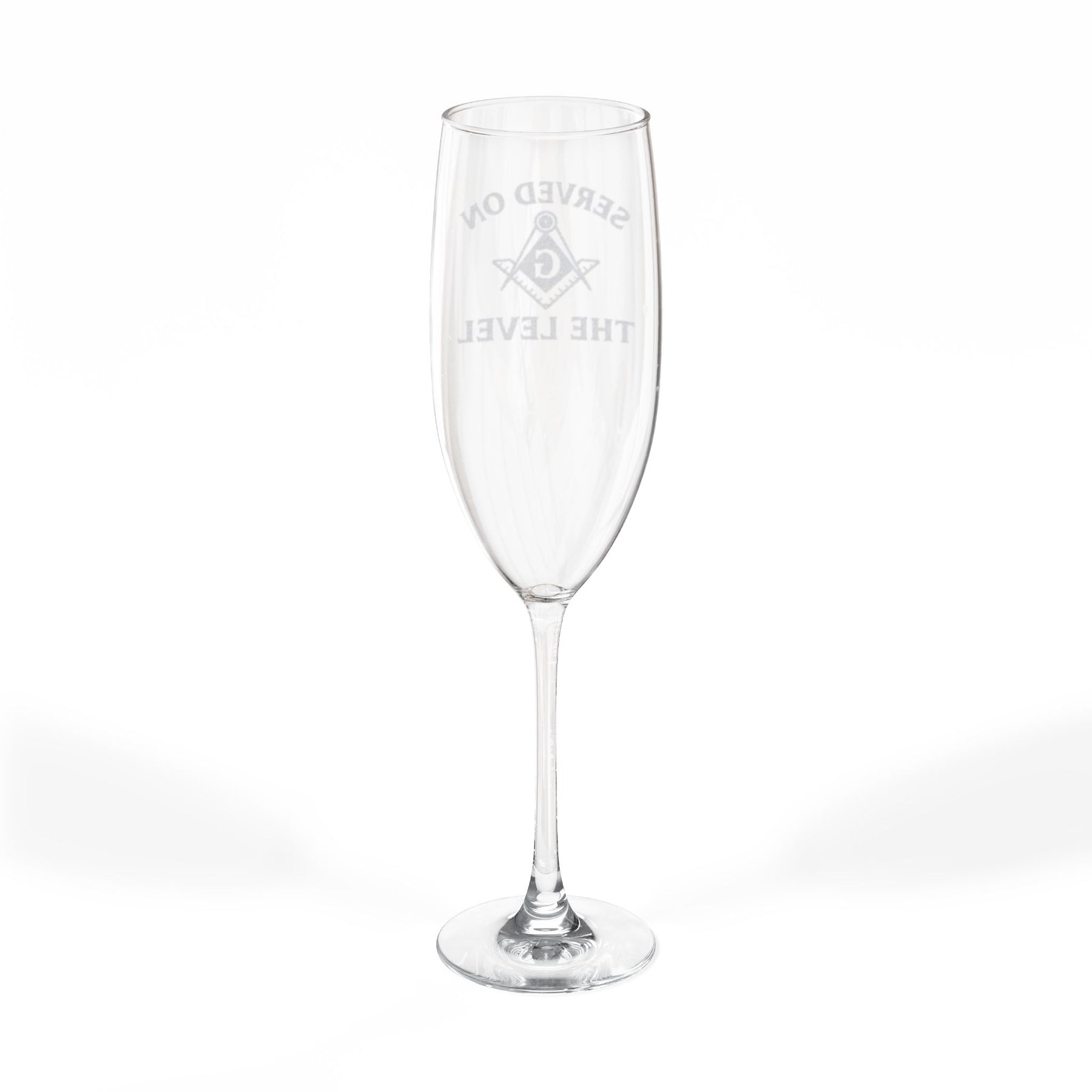 Master Mason Blue Lodge Champagne Flute - Served On The Level Square & Compass G