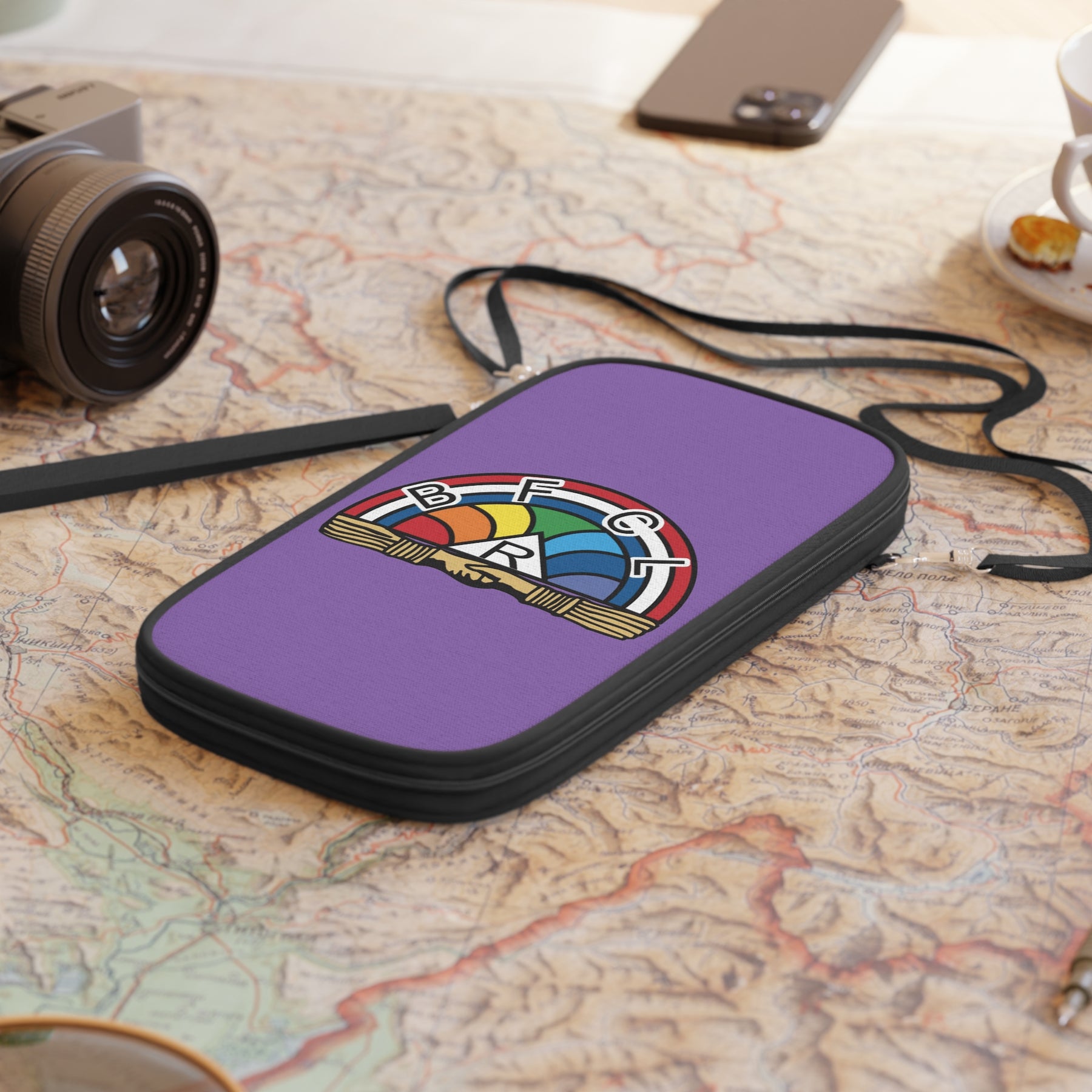 International Order of The Rainbow For Girls Passport Wallet - Purple With Colorful Emblem - Bricks Masons