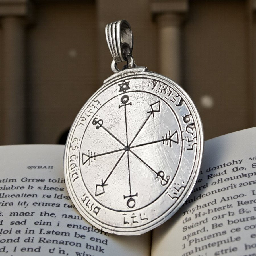 Solomon's Sixth Pentacle Pendant, Consecrated to the Moon, Silver, 4 cm, 20 g, 44 Seals of Solomon, Art. 1163 - Bricks Masons
