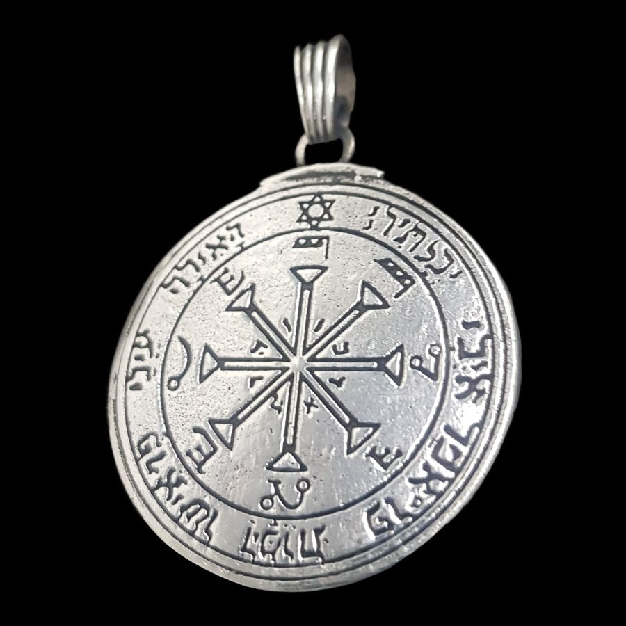 Solomon Pendant Fourth and Sixth Pentacle consecrated to the Sun Silver 3.6 cm 25 g Art 1169 - Bricks Masons