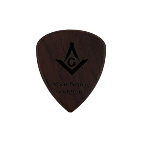 Master Mason Blue Lodge Wood Guitar Pick - Acoustic Electric Bass - Bricks Masons