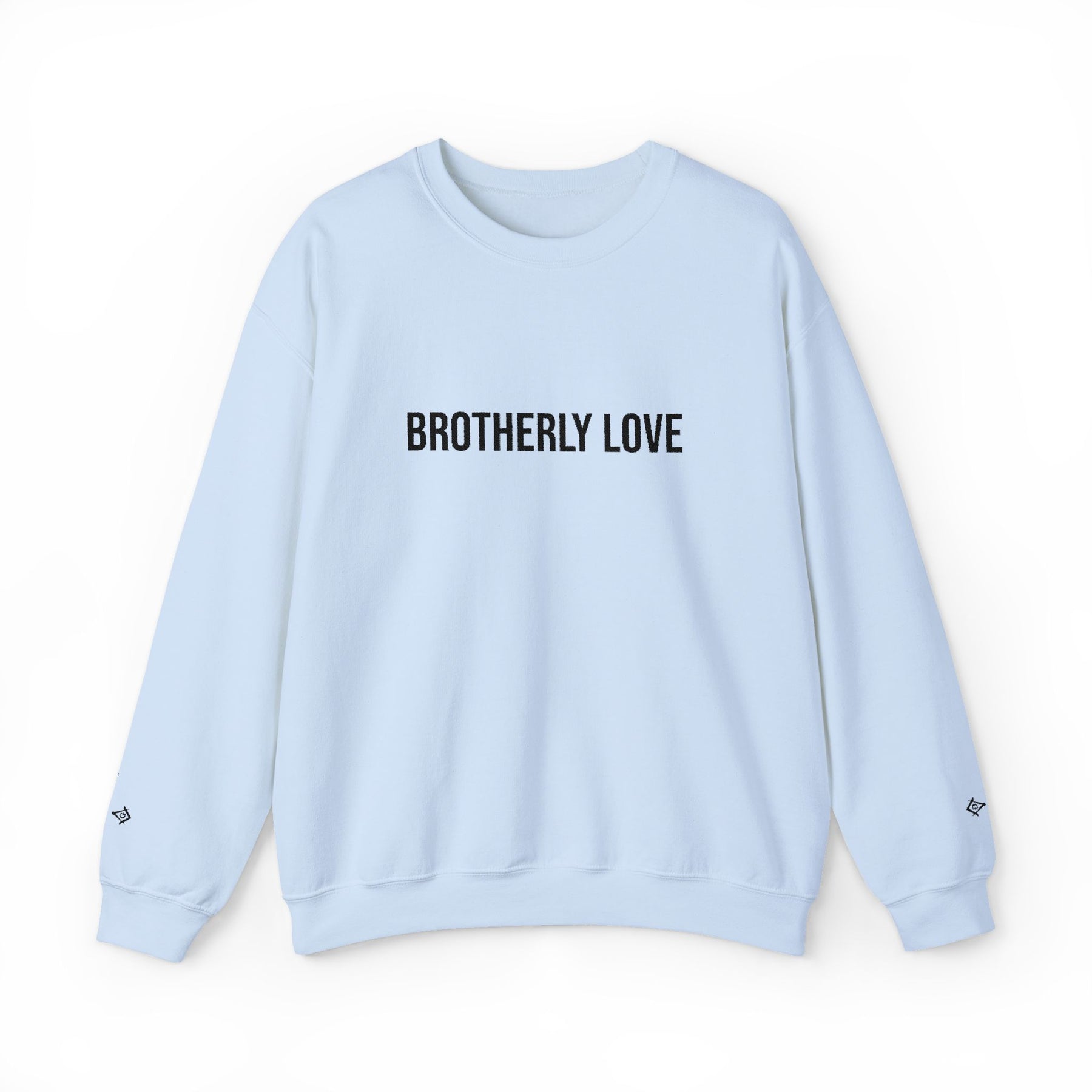 Master Mason Blue Lodge Sweatshirt - Brotherly Love Front & Sleeves Embroidery - Bricks Masons