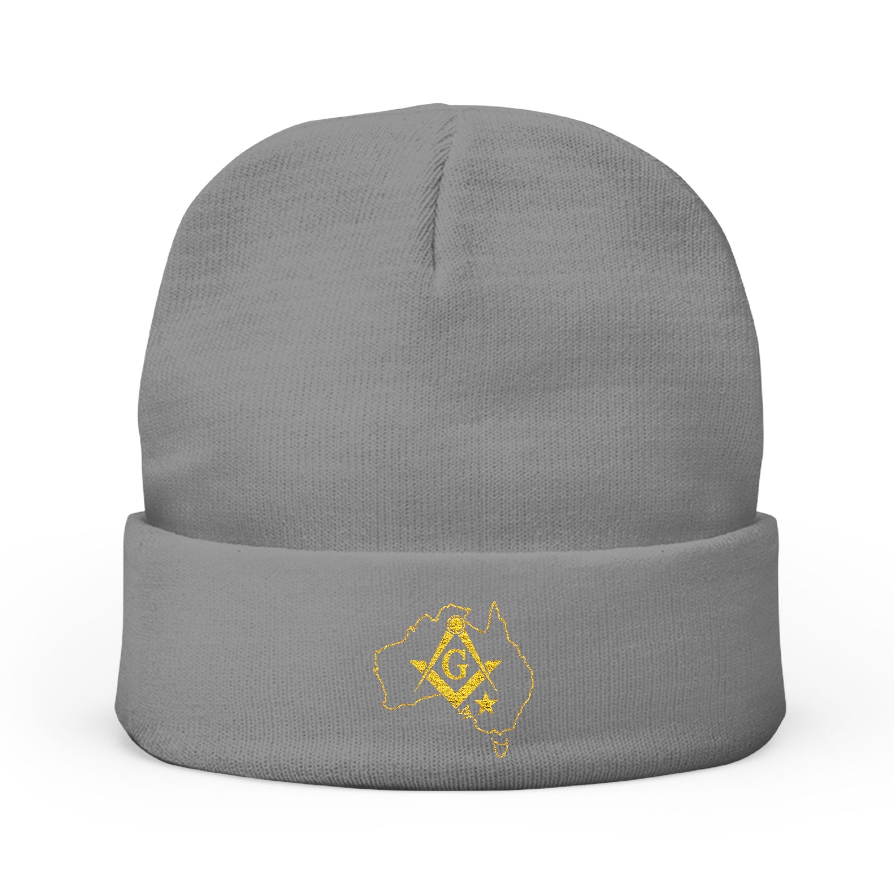 Master Mason Blue Lodge Australia Jurisdiction Beanie - Knit Embroidery Australia Mason Map - Bricks Masons
