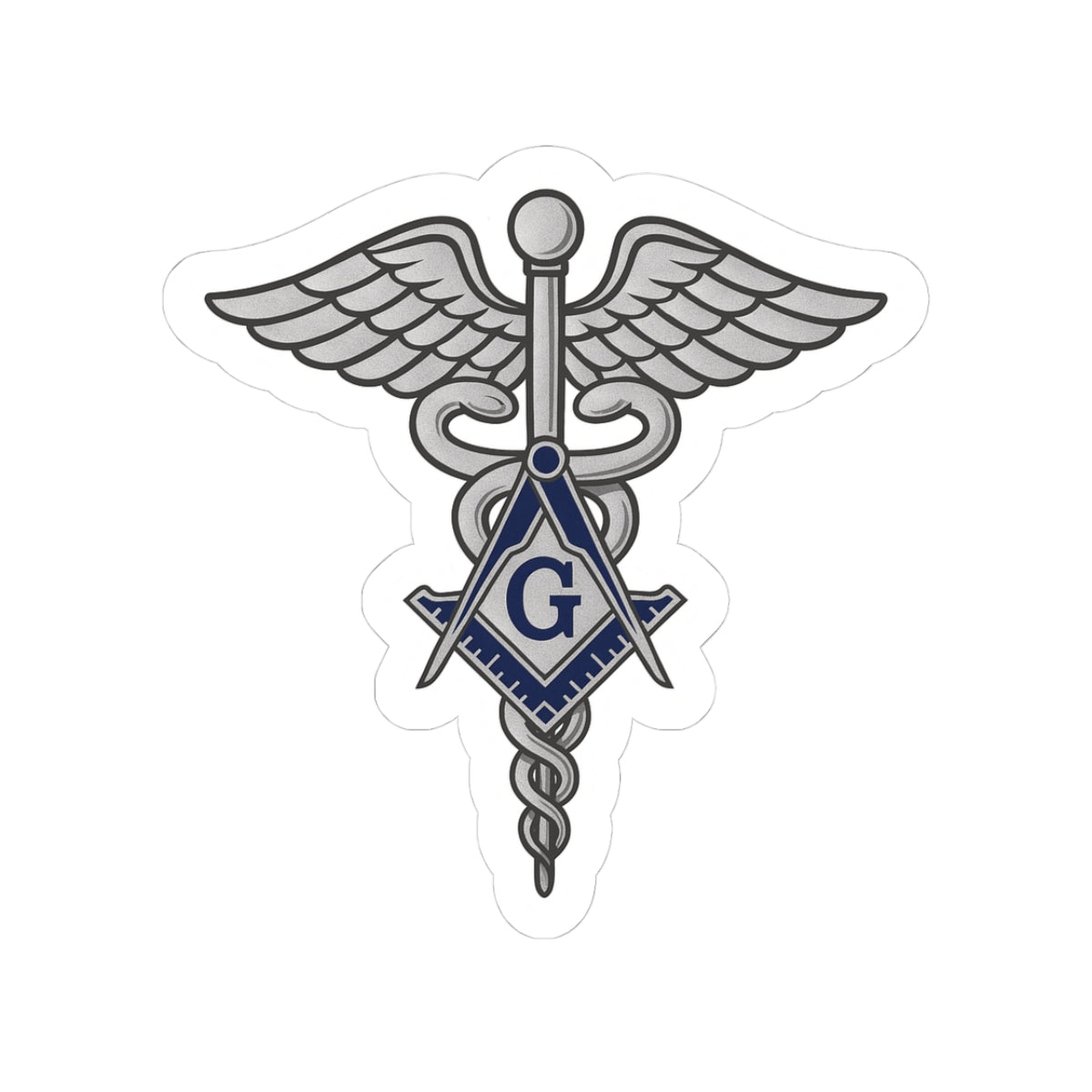 Master Mason Blue Lodge Sticker Decal - Kiss-Cut Silver Medical Doctor - Bricks Masons