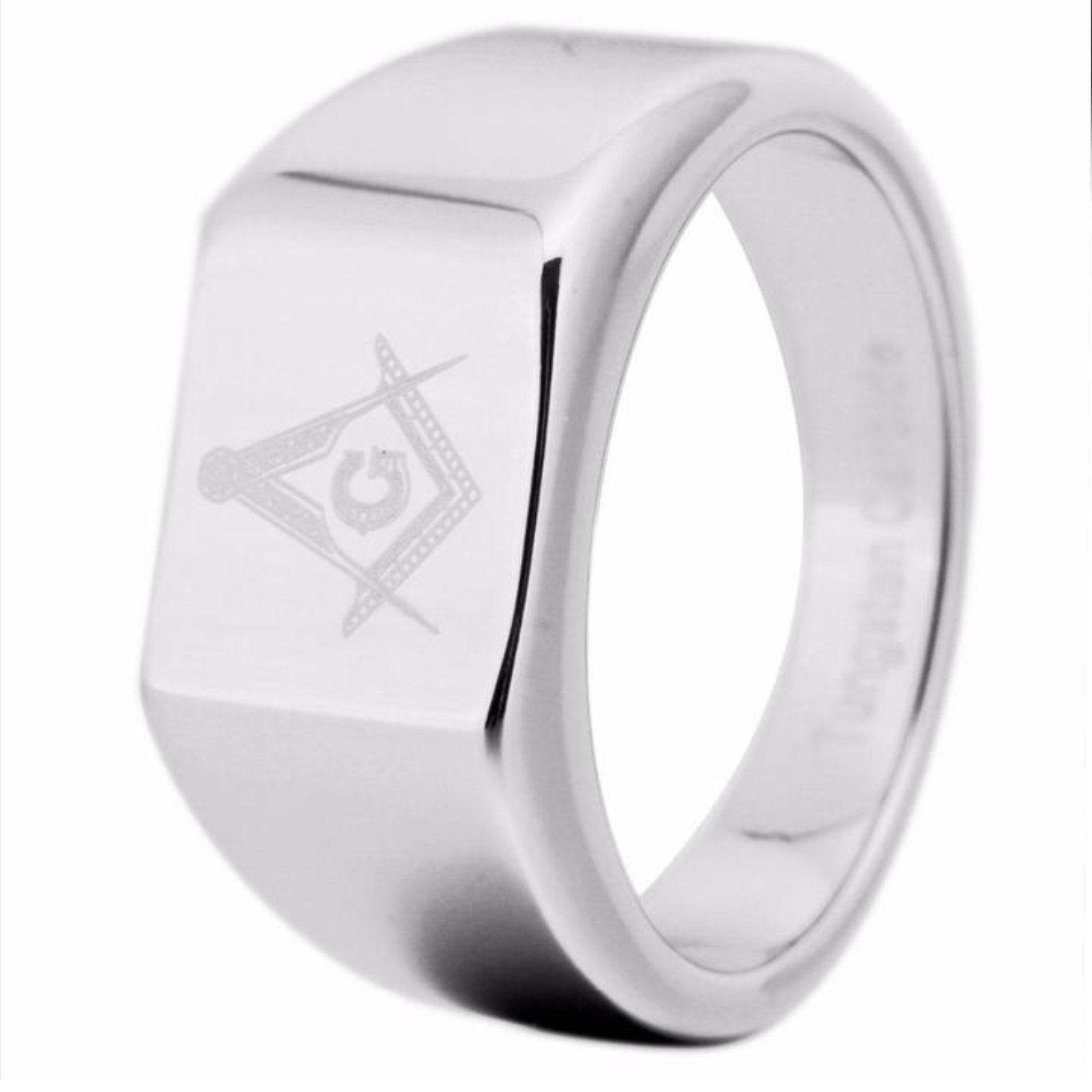 Master Mason Blue Lodge Ring - 12MM Width Silver