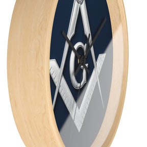Master Mason Blue Lodge Clock - S&C G Emblem on Wood Frame - Bricks Masons