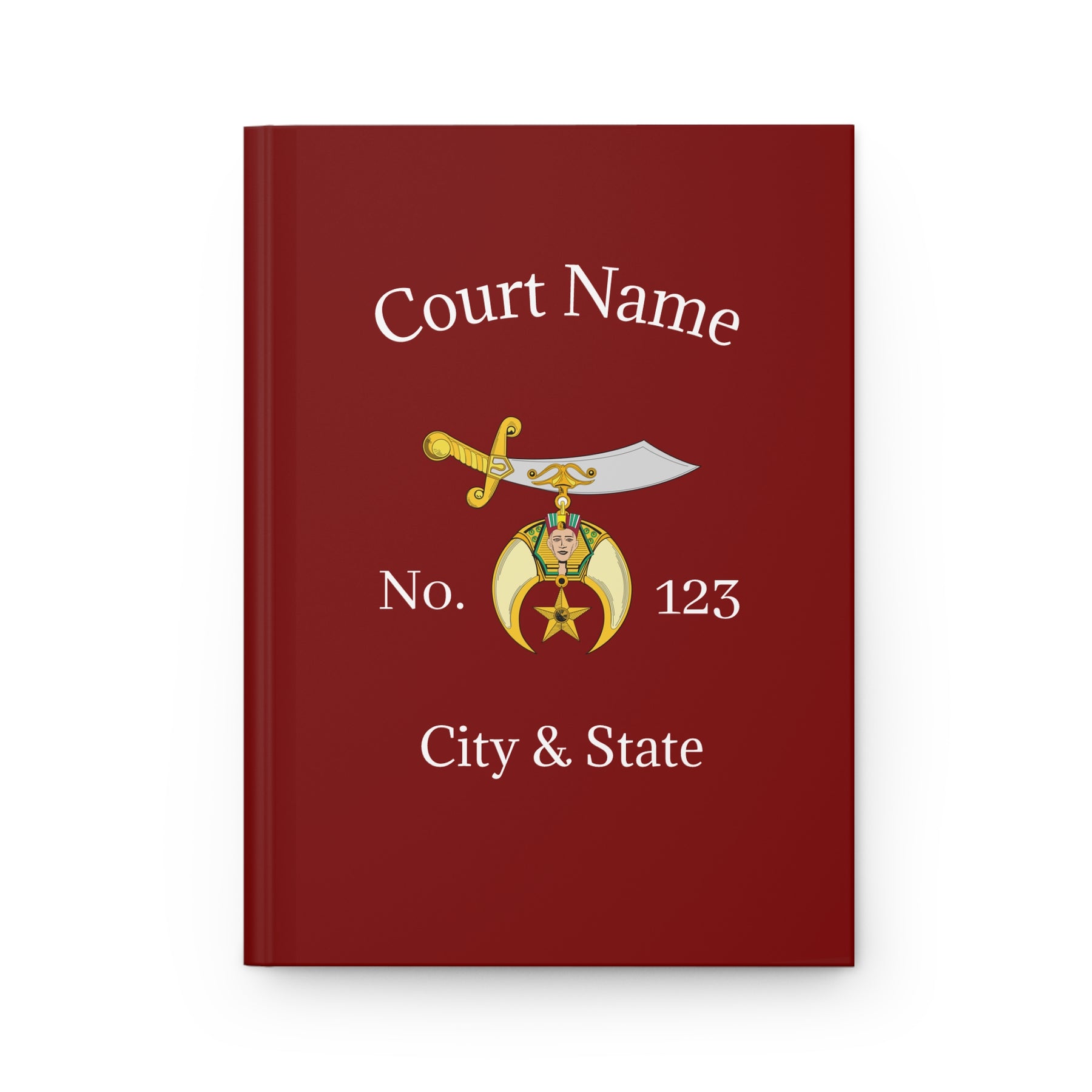 Shriners Journal - Maroon with Scimitar & Crescent Emblem with Customization - Bricks Masons