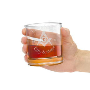 Master Mason Blue Lodge Whiskyglas - Winkelmaß &amp; Zirkel G mit Personalisierung