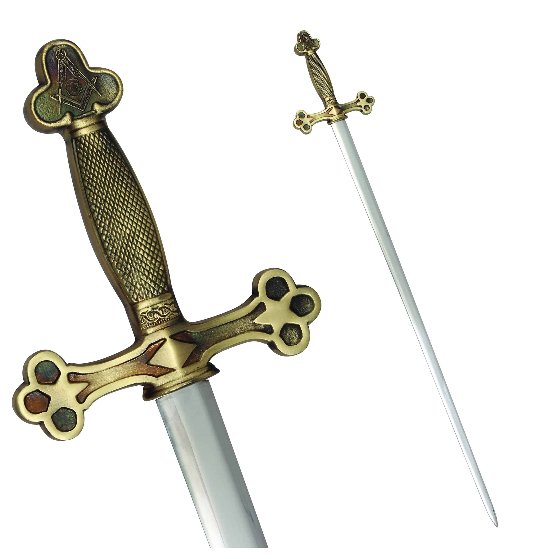 Master Mason Blue Lodge Sword - Square Compass with G and Golden Hilt