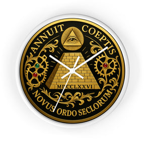 Eye of Providence Clock - Pyramid and All Seeing Eye with Latin Motto - Bricks Masons