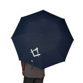 Master Mason Blue Lodge Umbrella - Square & Compass Semi-Automatic Foldable Umbrella - Bricks Masons
