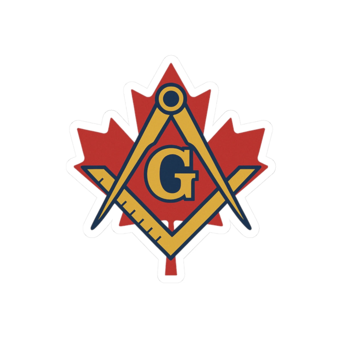 Master Mason Blue Lodge Canada Jurisdiction Sticker Decal - Maple Leaf & Golden S&C - Bricks Masons