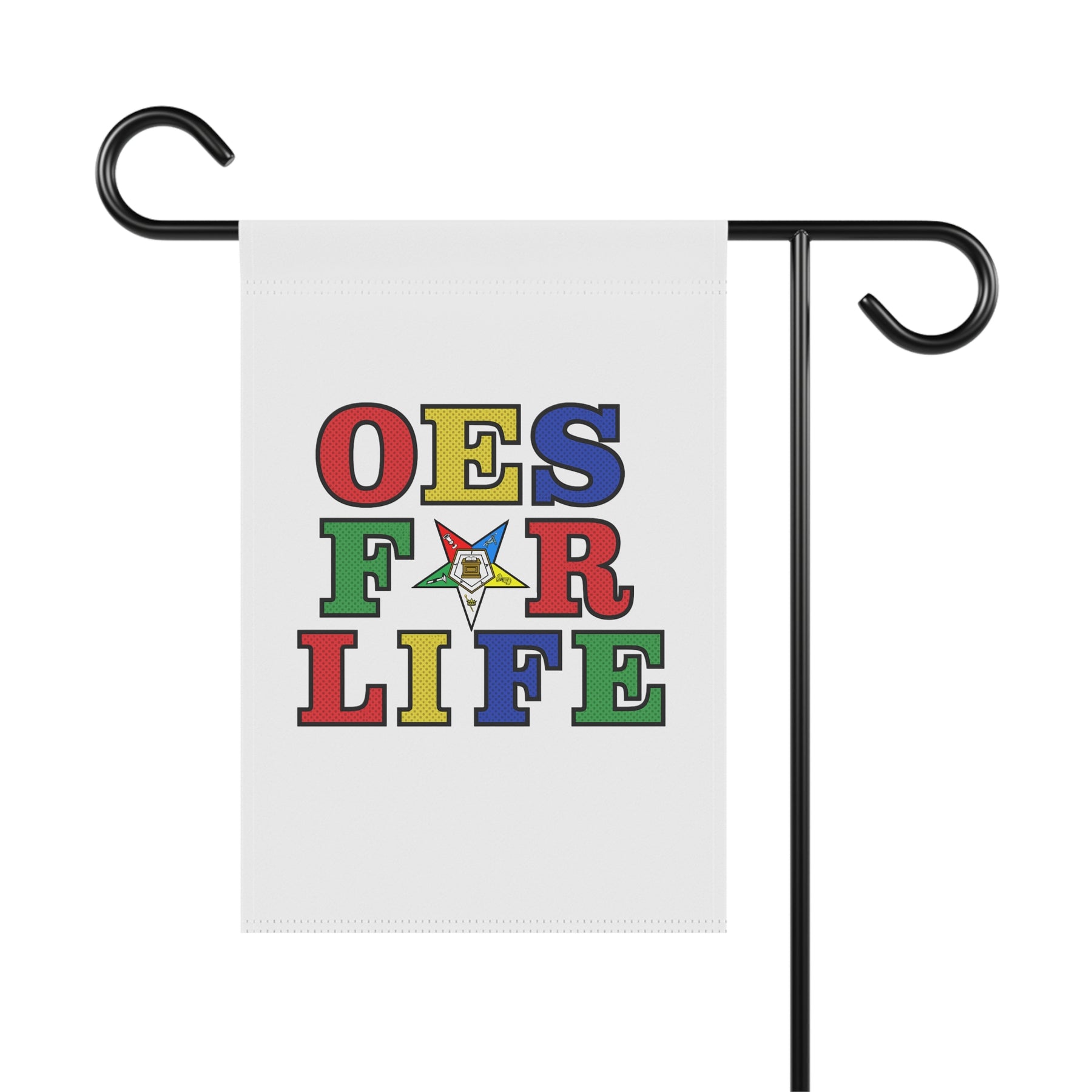 OES Yard Flag - White OES For Life Poly Poplin - Bricks Masons