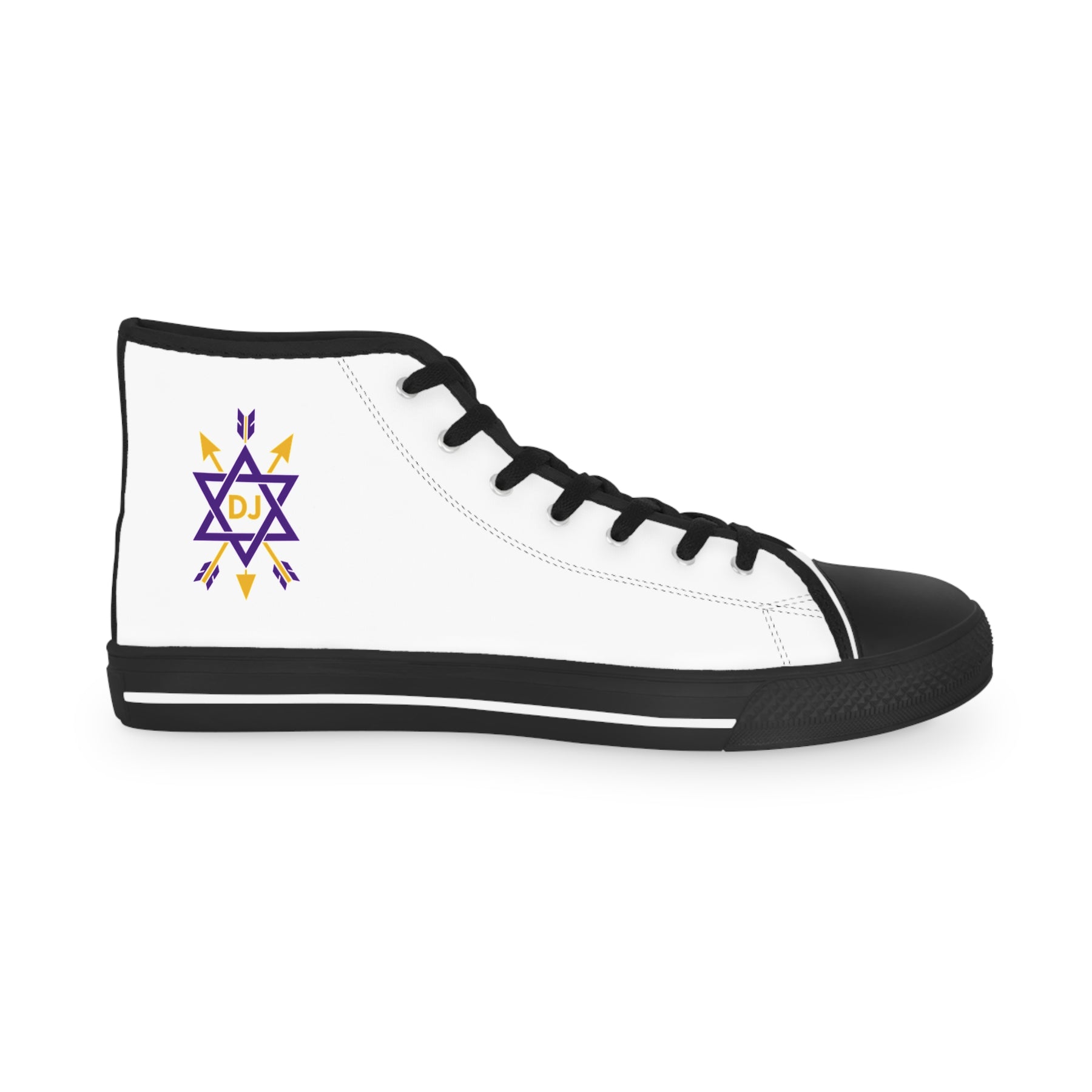 Order of the Secret Monitor Sneaker - High Top Black & White Gold & Purple Emblem - Bricks Masons