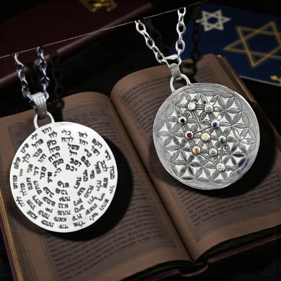 I said 72 Names of God and Flower of Life with Stones in Silver Art 1465 - Bricks Masons