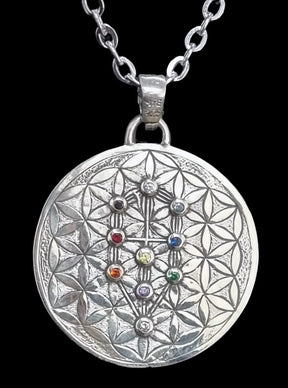 I said 72 Names of God and Flower of Life with Stones in Silver Art 1465 - Bricks Masons