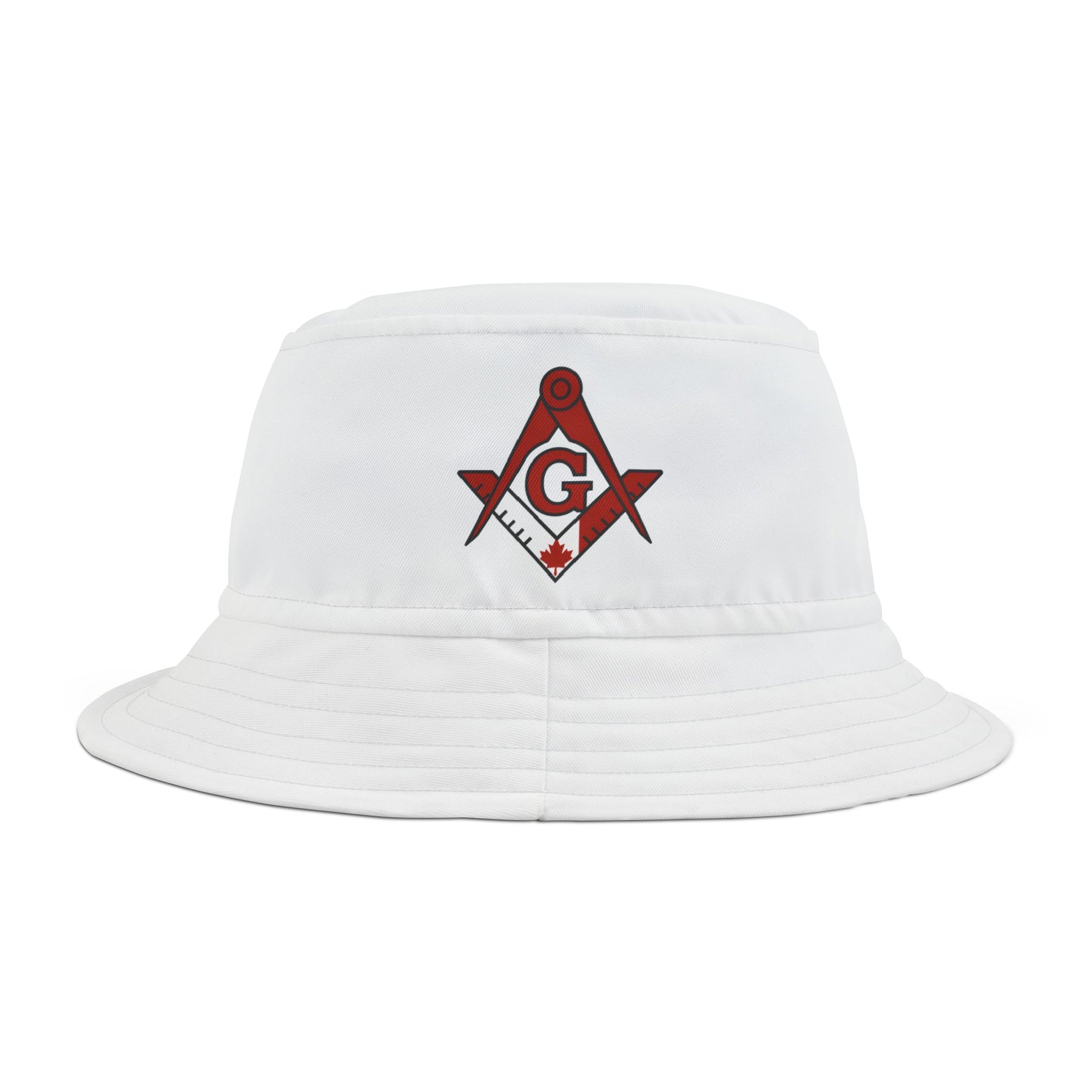 Master Mason Blue Lodge Canada Jurisdiction Bucket Hat - White with Square & Compass G - Bricks Masons