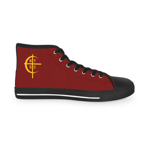 Council of Crusaders Sneaker - High Top Black & White Sole Maroon Canvas - Bricks Masons