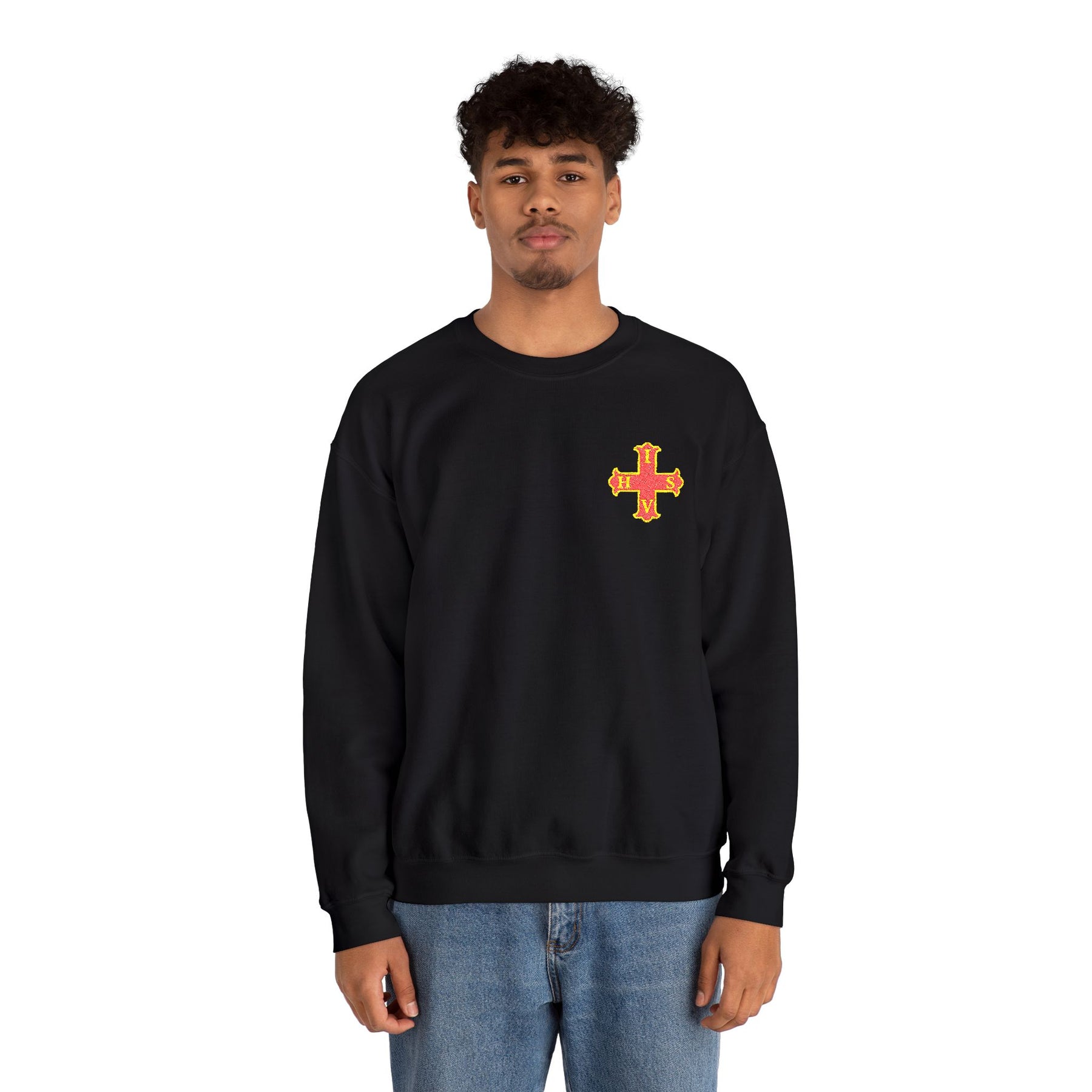 Red Cross of Constantine Sweatshirt - Left Chest Cross Embroidery - Bricks Masons