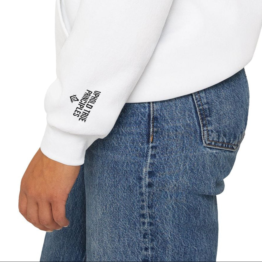 Master Mason Blue Lodge Hoodie - Strength Front & Sleeves Embroidery - Bricks Masons