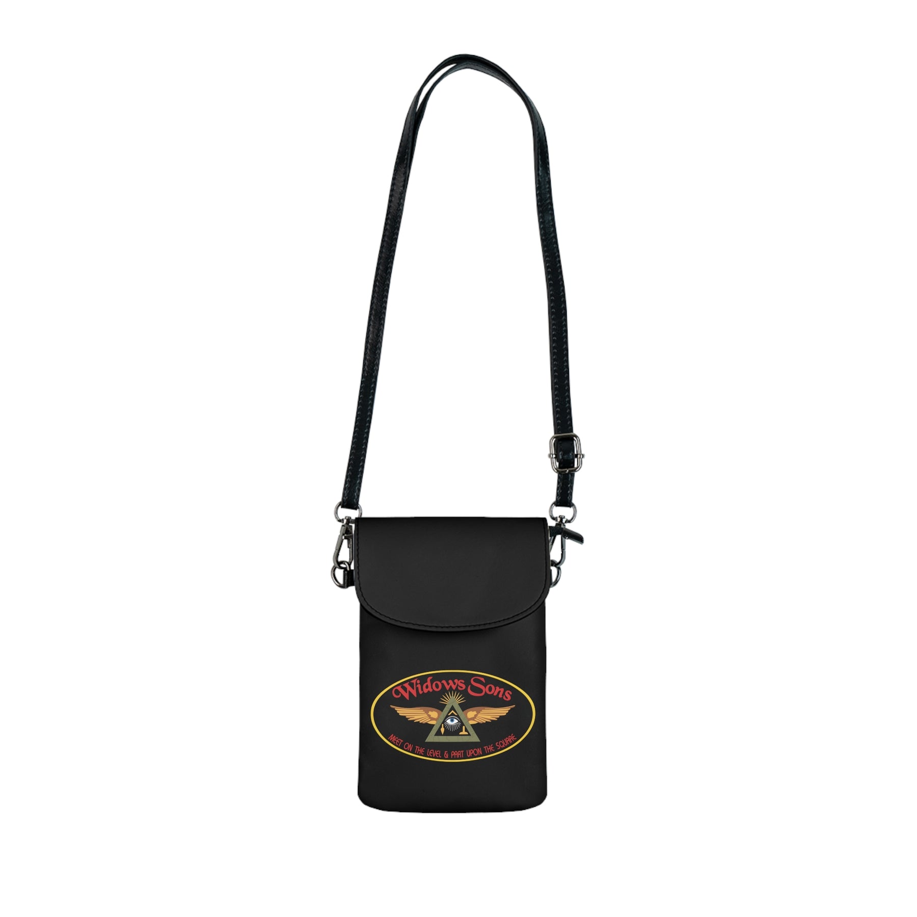 Widows Sons Cell Phone Wallet - Black Microfiber Leather With Adjustable Strap - Bricks Masons