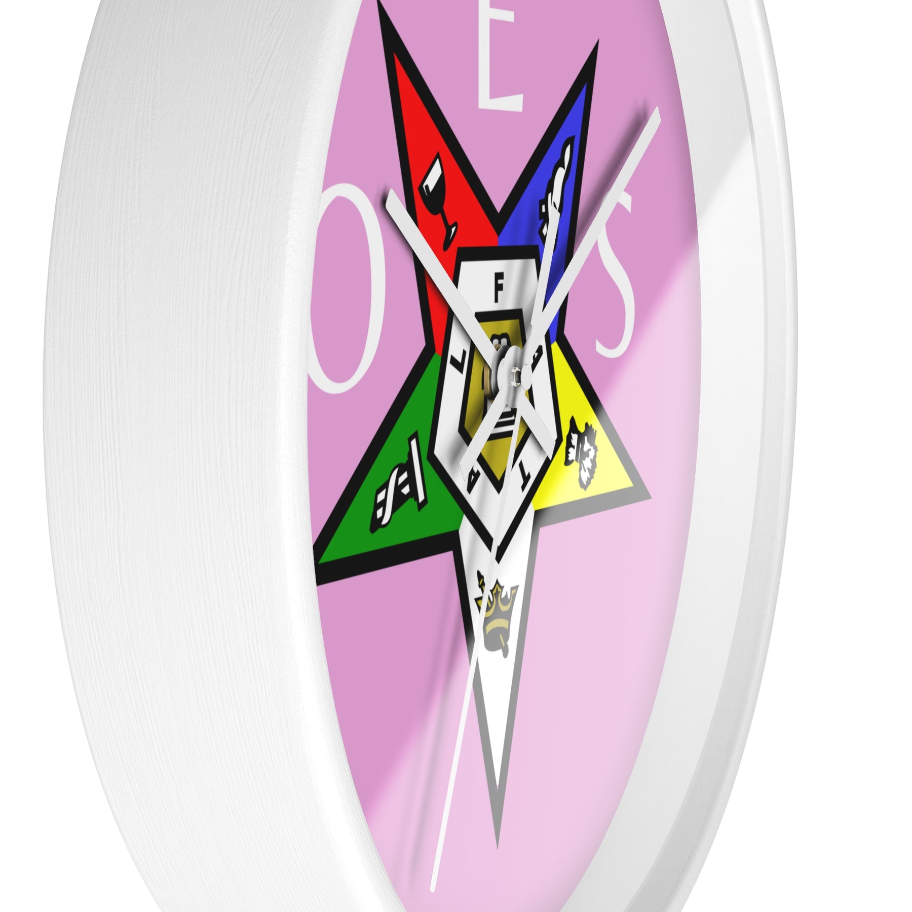 OES Clock - Pink Dial with OES Emblem and Inscription - Bricks Masons