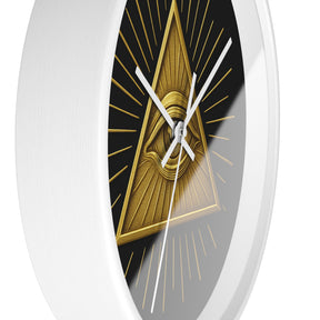 Eye of Providence Clock - Sacred Triangle Eye Emblem on Wooden Frame - Bricks Masons