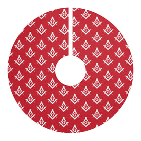 Master Mason Blue Lodge Christmas Tree Skirt - Silver Square & Compass G - Bricks Masons