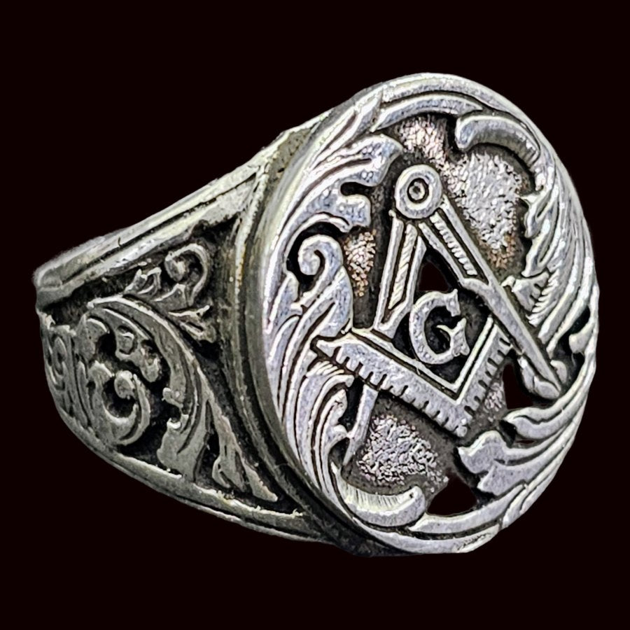 Masonic Fellow Craft Degree Silver Ring Freemasonry Art 1581 - Bricks Masons