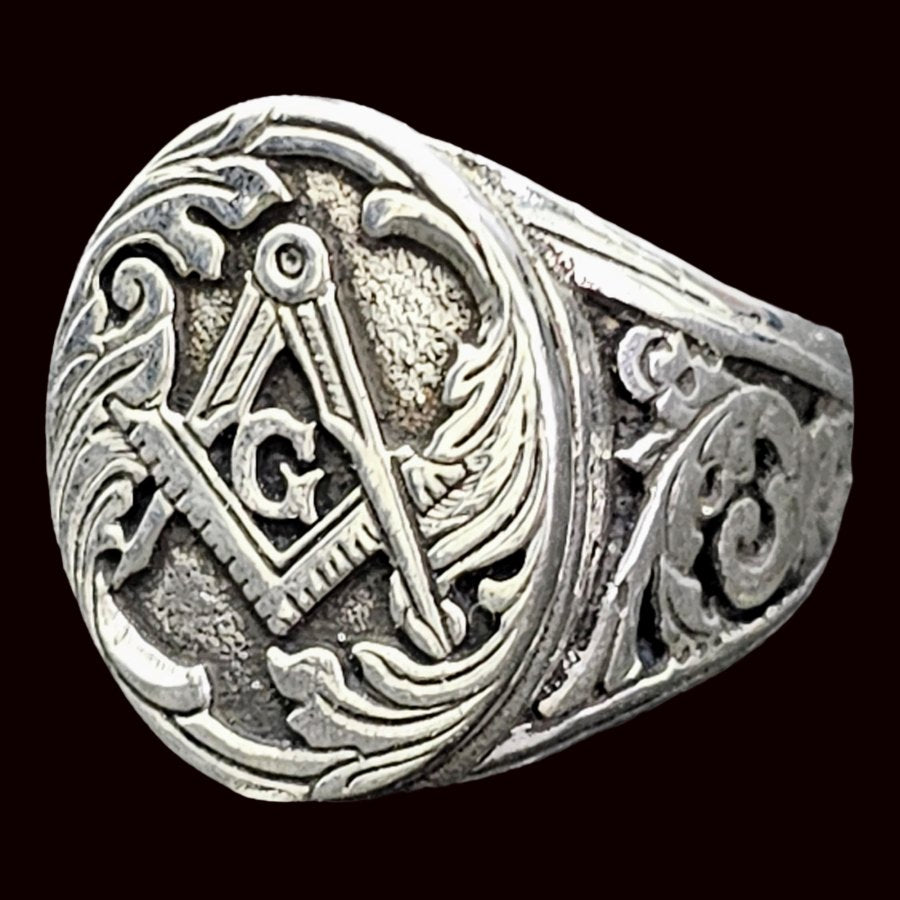 Masonic Fellow Craft Degree Silver Ring Freemasonry Art 1581 - Bricks Masons